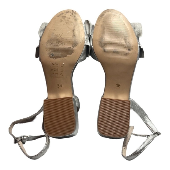 Shellys London Denaira Silver Leather Block Heel Sandals Women’s Size 6 - Picture 5 of 5
